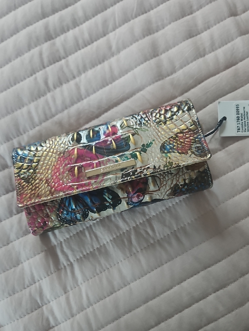 Brahmin Cordelia Mariposa Wallet in Pink, Blue & Gold